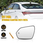 Heated Rear View Mirror Glass LH for Hyundai Elantra (2021–2025)