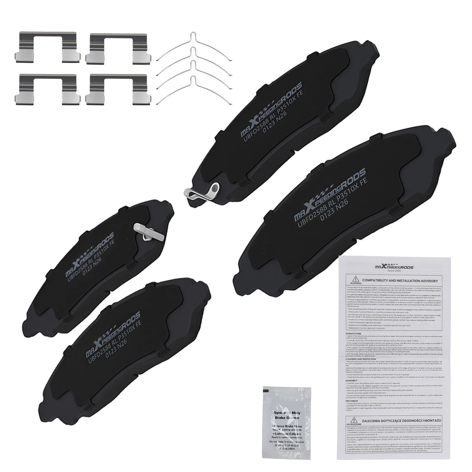 Set of 4 Front Brake Pads for Honda Pilot (2016–2022) Ridgeline (2017–2025) D1723