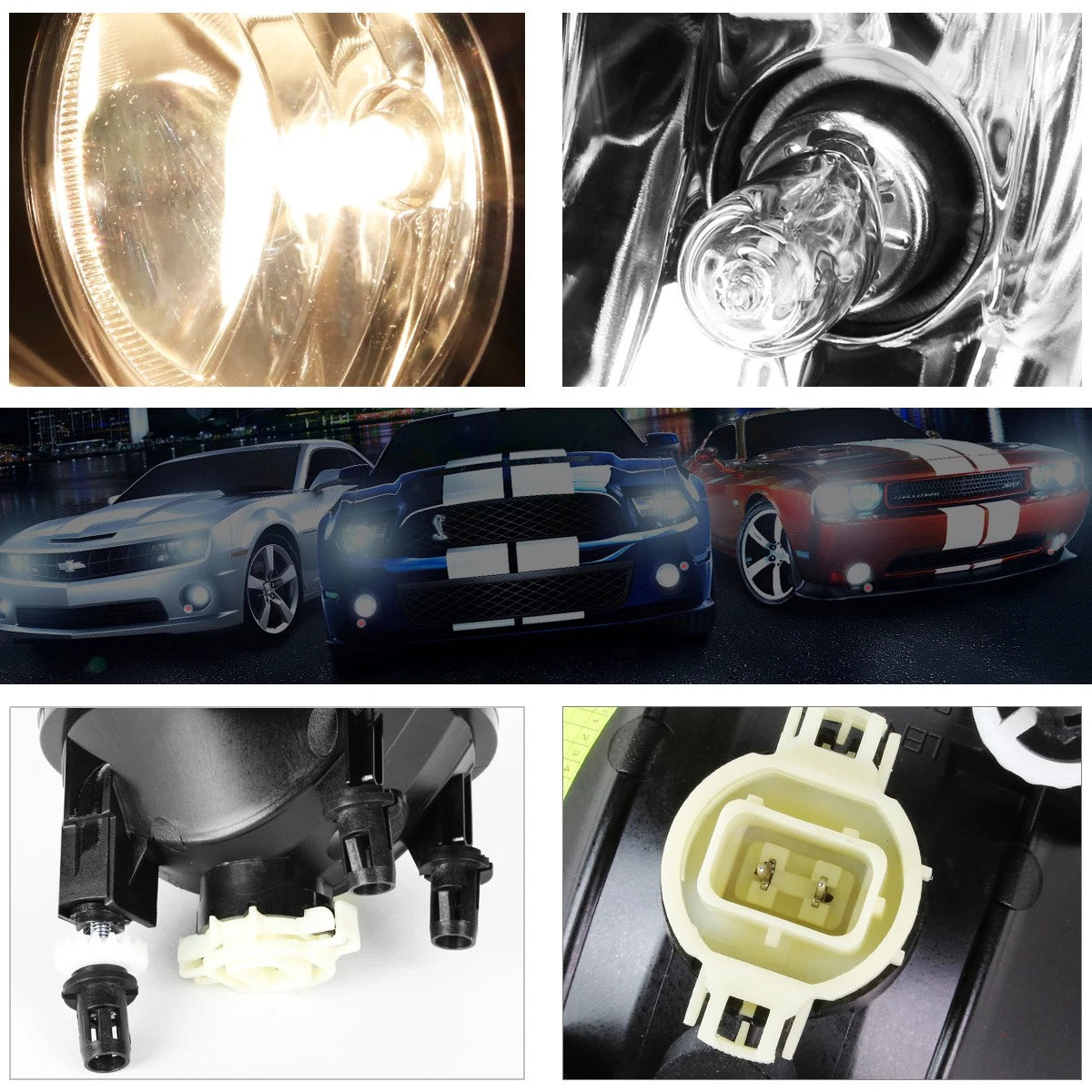 Clear Lens Bumper Fog Light Lamp with Switch for Ford Mustang Shelby/Bullitt (2007–2014)