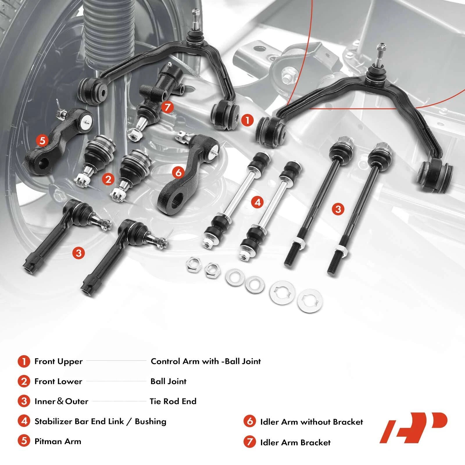 Hub Bearing CV Axle Control Arm Kit for Chevy Silverado GMC