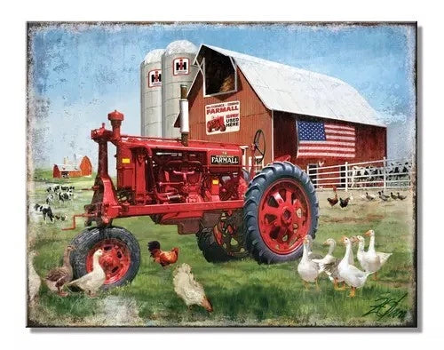Farmall Big Red Tractor Metal Sign 12.5" x 16" - Man Cave Decor 2826