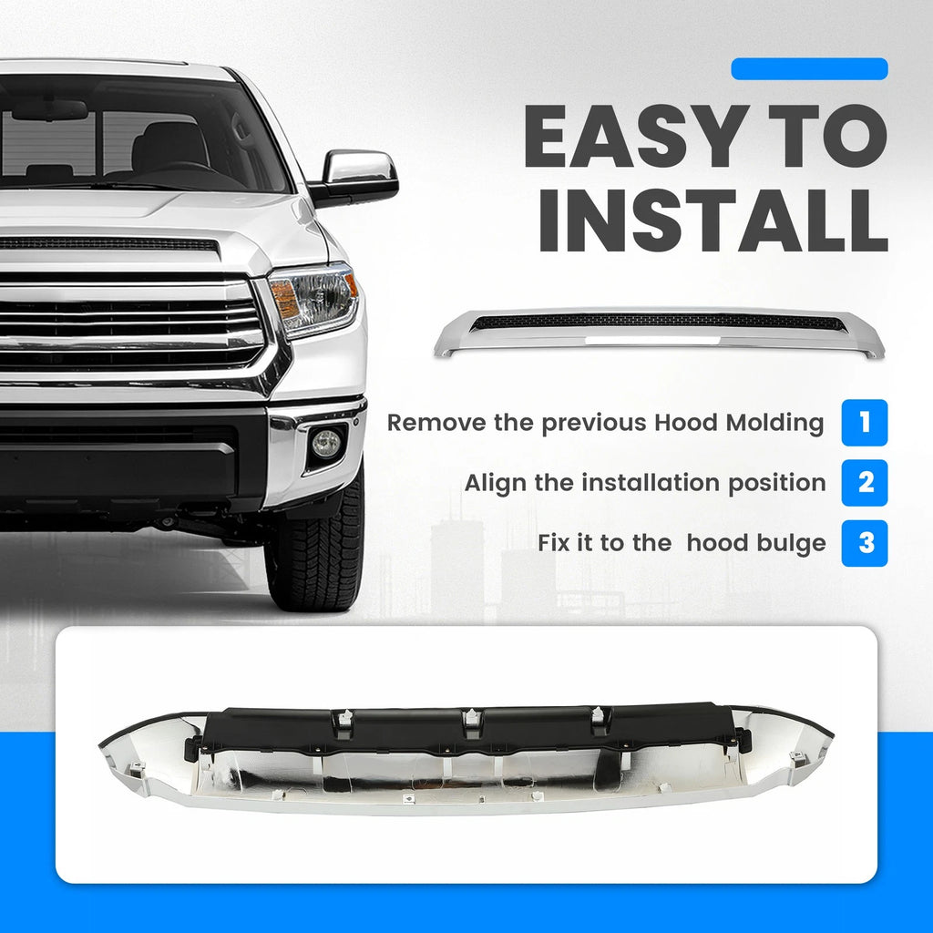 Chrome Front Upper Hood Bulge Molding for Toyota Tundra (2014–2021)