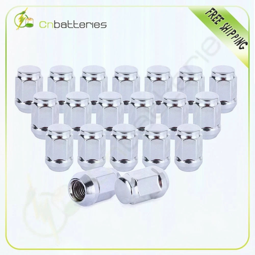 Set of 20 Bulge Acorn 12x1.5 Chrome 1.395'' Tall Lug Nuts for Ford Honda Mazda RX-7 RX-8