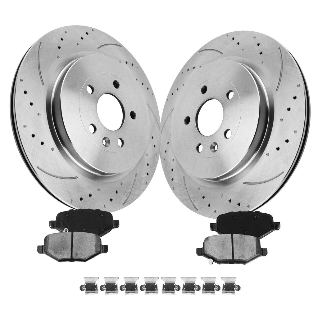 Rear Rotors Ceramic Brake Pads Kit for Ford Explorer, Lincoln MKS (2012–2016)