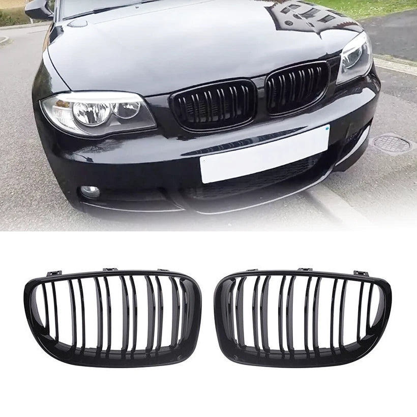 Pair Front Bumper Grille for BMW 1 Series E81 E82 E87 E88 (2007–2013) Black