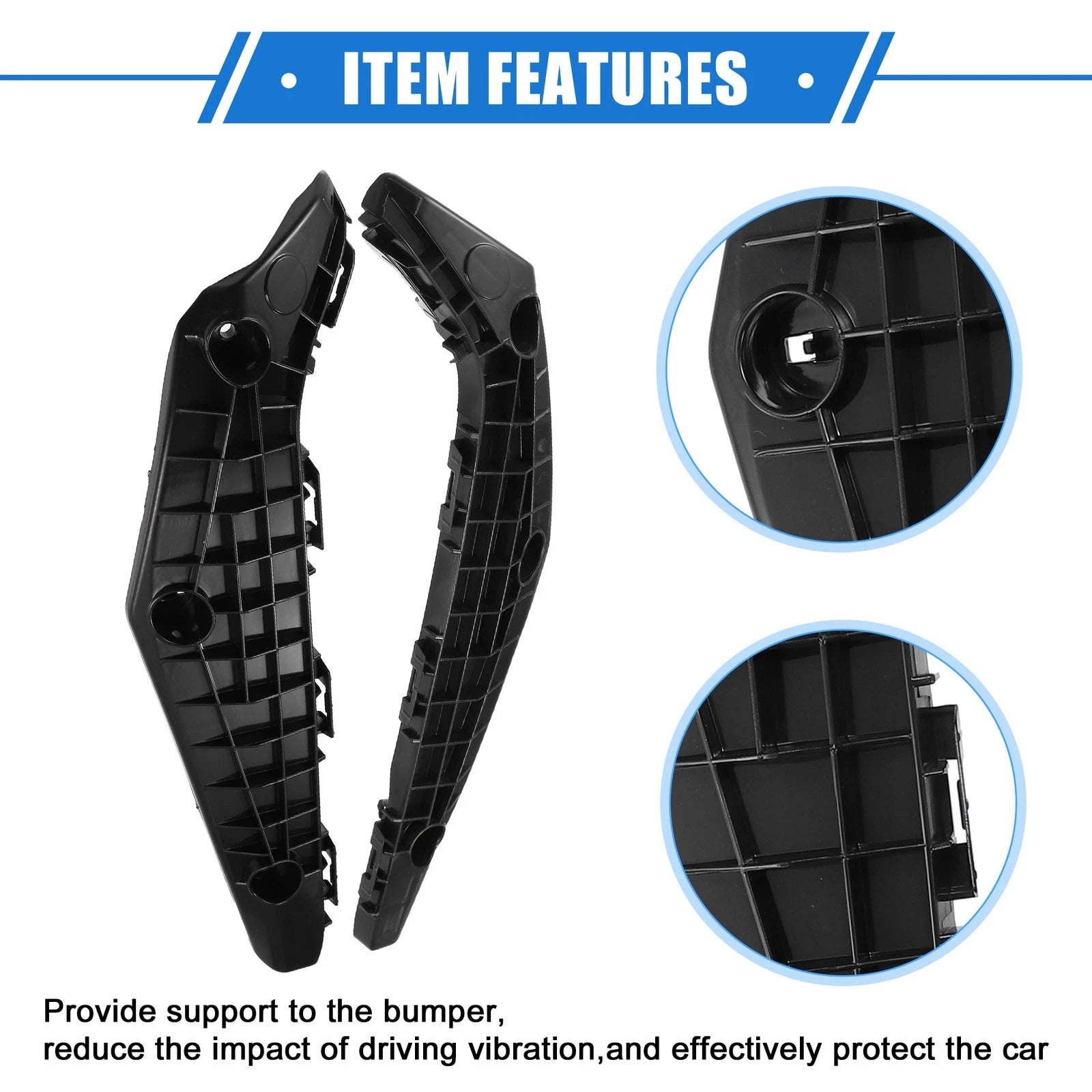 2X Front Bumper Brackets for Toyota Highlander (2014–2019) Black