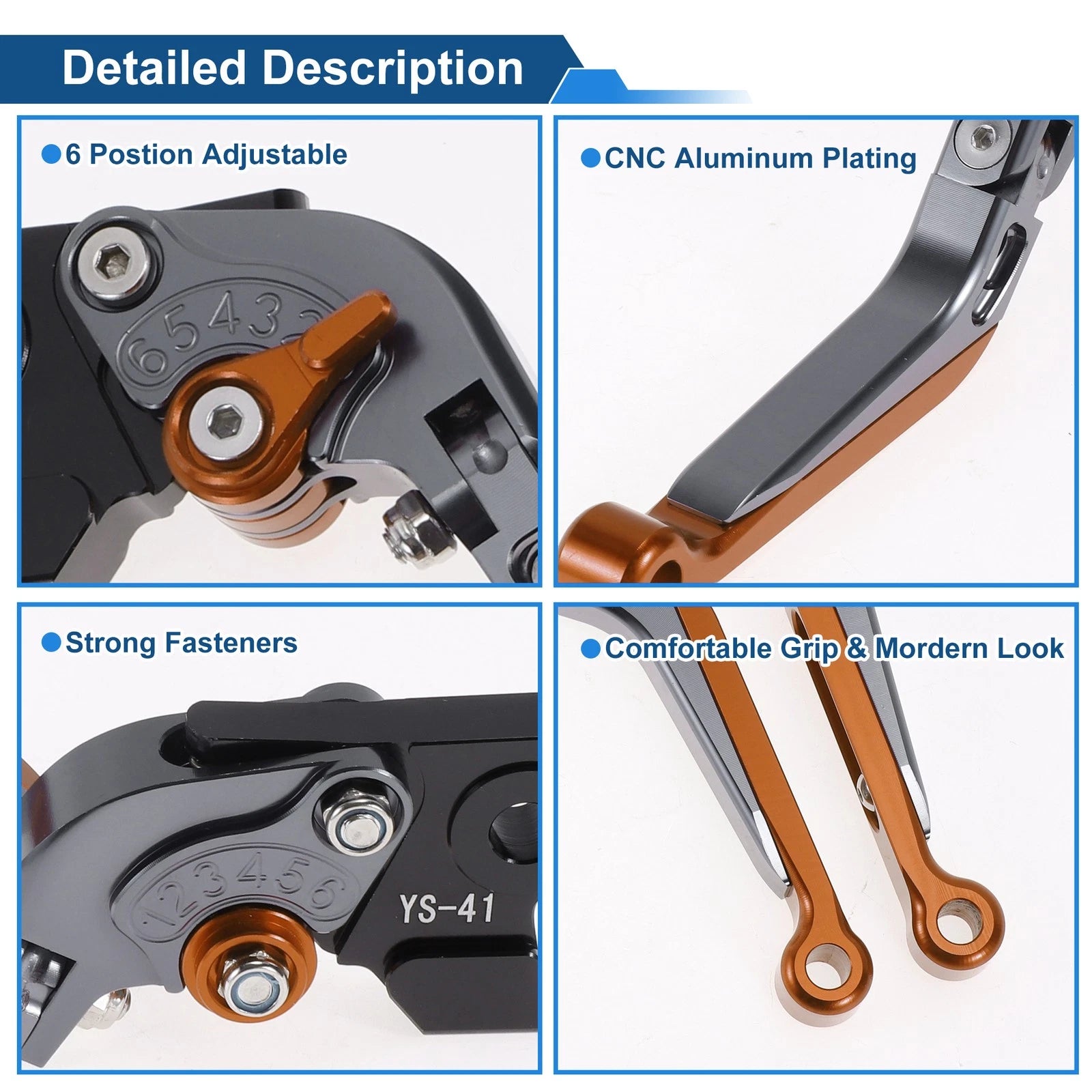 Adjustable Brake Clutch Levers for Suzuki GSXR150 (2017–2020) Orange