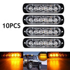 10x Amber 6 LED Strobe Lights for Universal 12V 24V