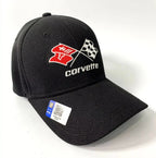 Cap Black Flexfit Style with Chevy C3 Corvette Crossed Flags for Corvette (1968–1982)