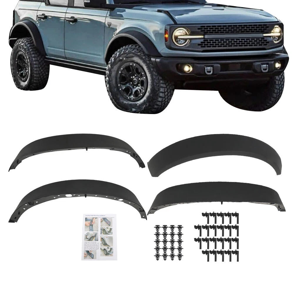 Set of 4 Wide Black Wheel Lip Fender Flares for Ford Bronco (2021–2024)