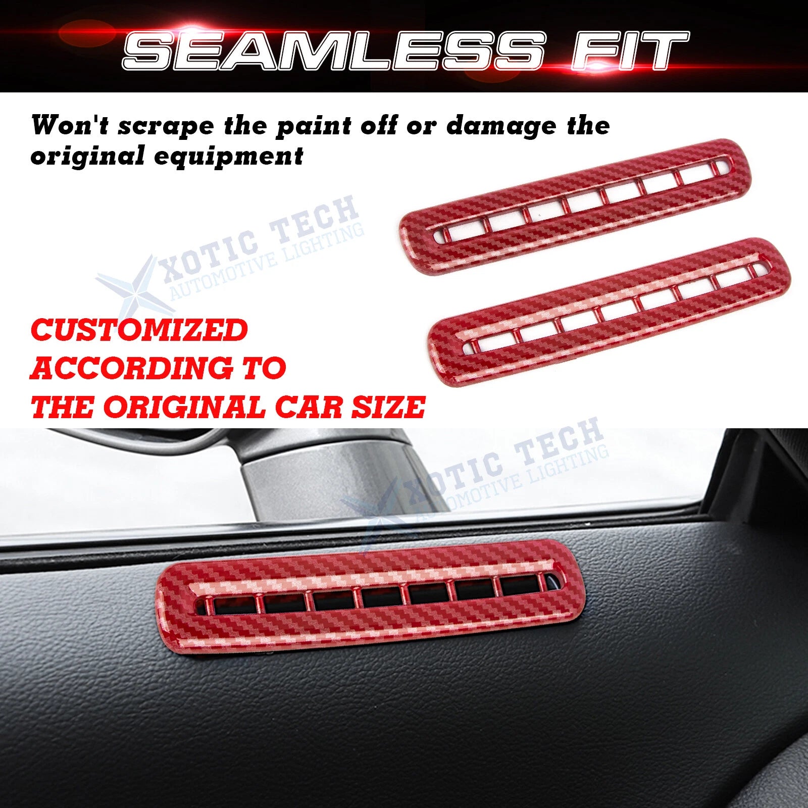 2PCS Door AC Outlet Vent Strip Cover for Dodge Challenger (2015-2019)