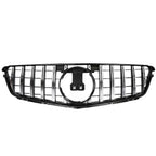Chrome Black GTR Style Front Grille for Mercedes Benz W204 C250 C300 C350 (2008–2015)