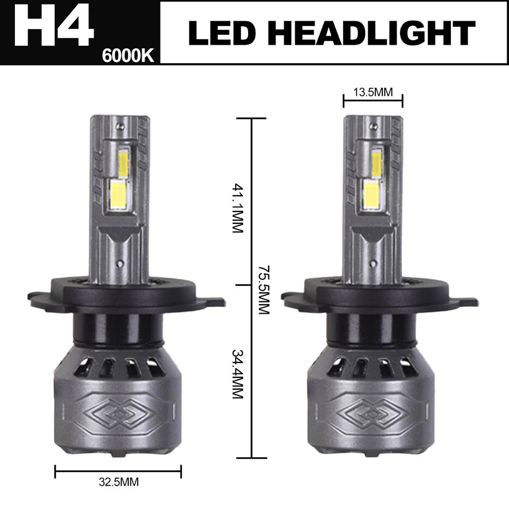 Set of 2 H4 LED Headlight Bulbs for