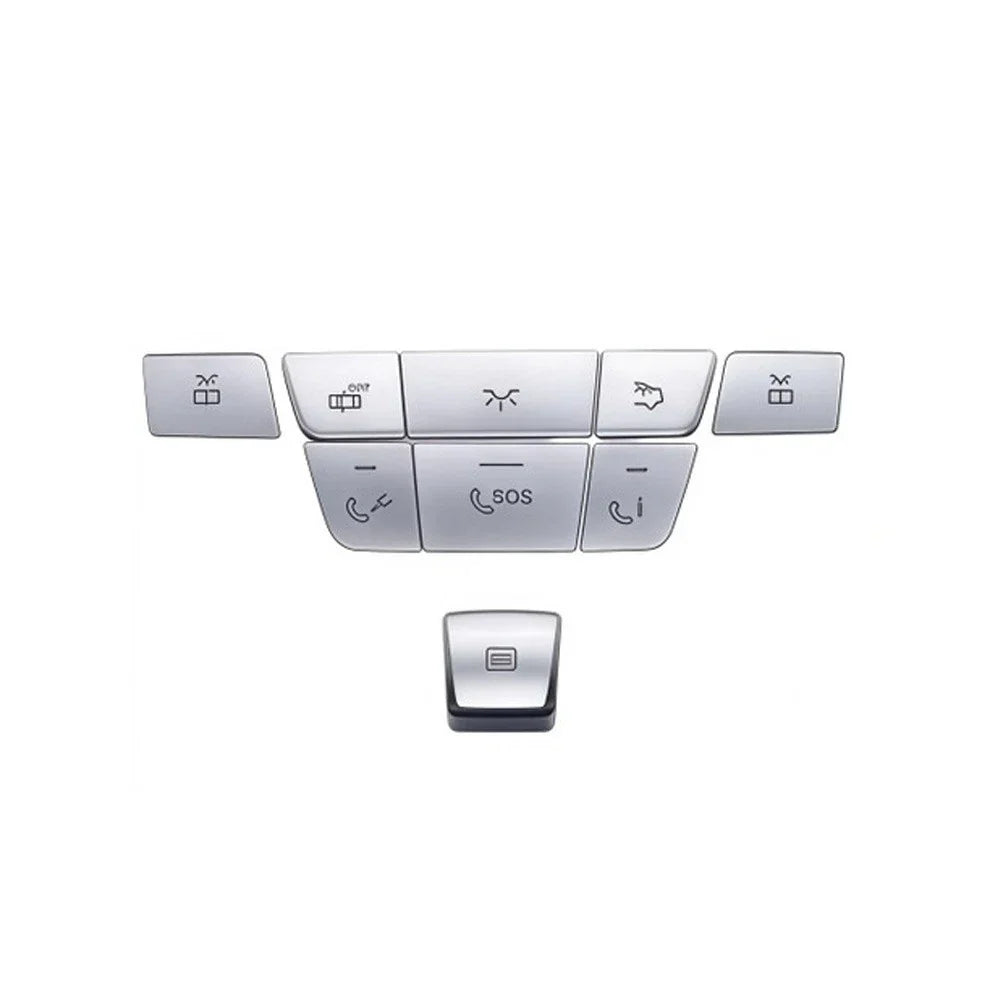 9pcs Silver Roof Reading Lamp Button Patch for Mercedes Models