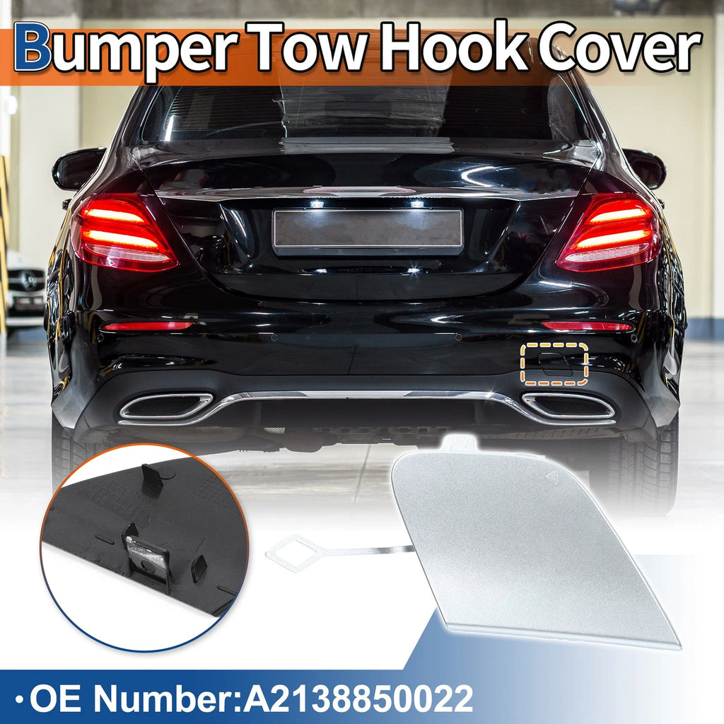Rear Car Bumper Tow Hook Cover for Mercedes-Benz W213 (2017–2023) No.A2138850022 Silver Tone