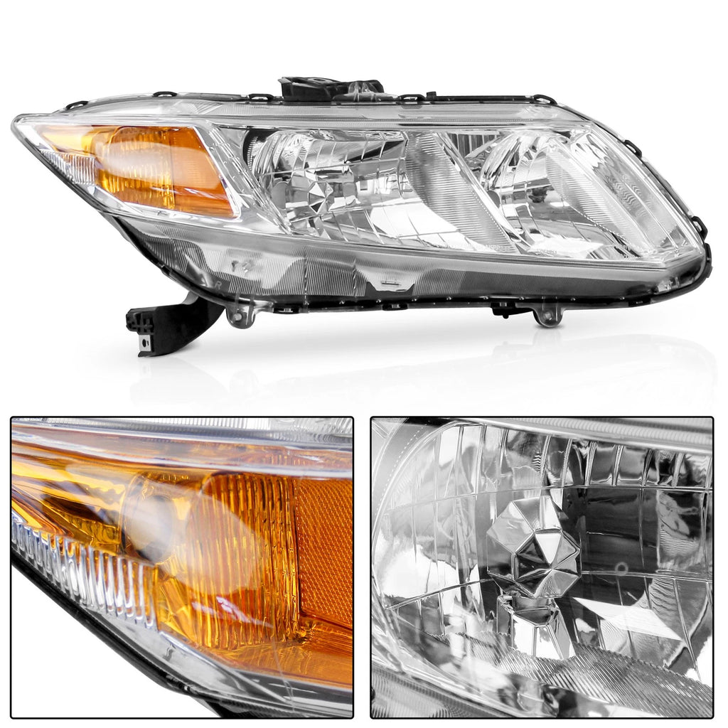 Set of 2 Chrome Headlights for Honda Civic (2012–2015)