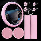 10X Steering Wheel Cover Set with Cup Holders for Women's Vehicles
