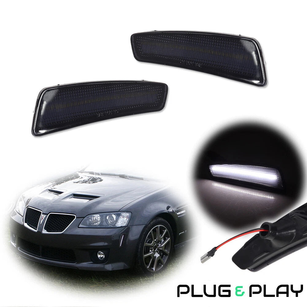 2X Smoked LED Front Bumper Side Marker Lights for Pontiac G8 (2008–2009)