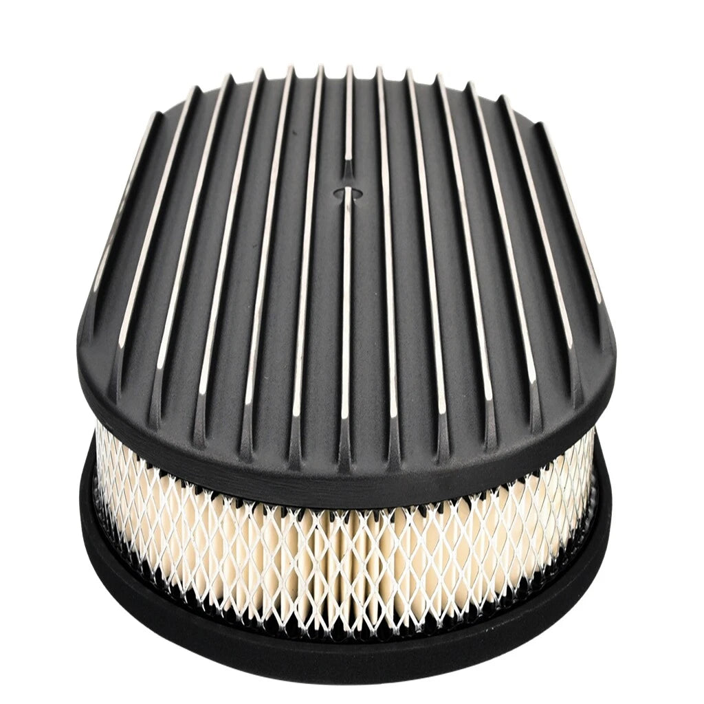 15" Oval Polished Aluminum Air Cleaner for Chevy Ford Mopar (Fits Various)