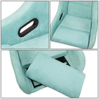 J2 Pair Lake Blue Suede Racing Seats for Universal Fit (Fixed Position)