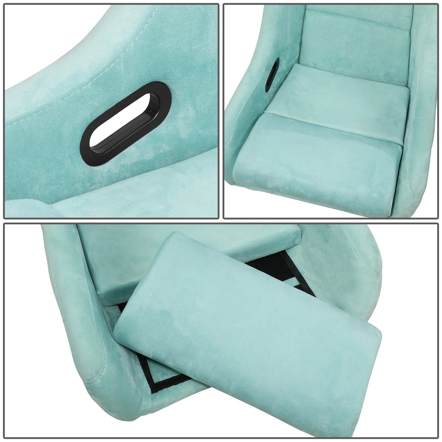 J2 Pair Lake Blue Suede Racing Seats for Universal Fit (Fixed Position)