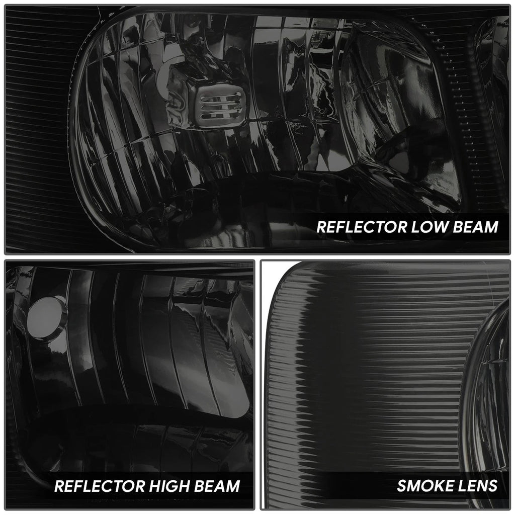 Headlights for Chevy Express GMC Savana 1500 2500 3500 (2003–2022) Chrome Smoked