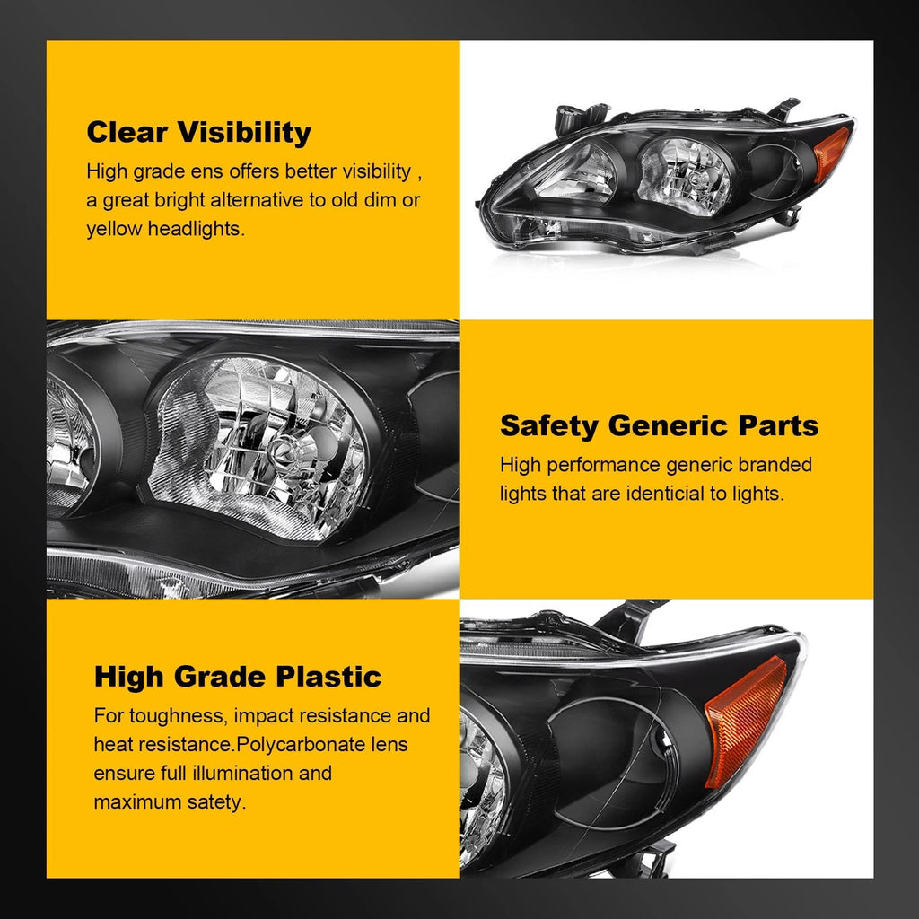 Pair Headlight Assembly for Toyota Corolla (2011–2013)