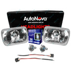 Crystal Rectangle Headlight Kit 2 x H4 60/55w Super Bright Halogen