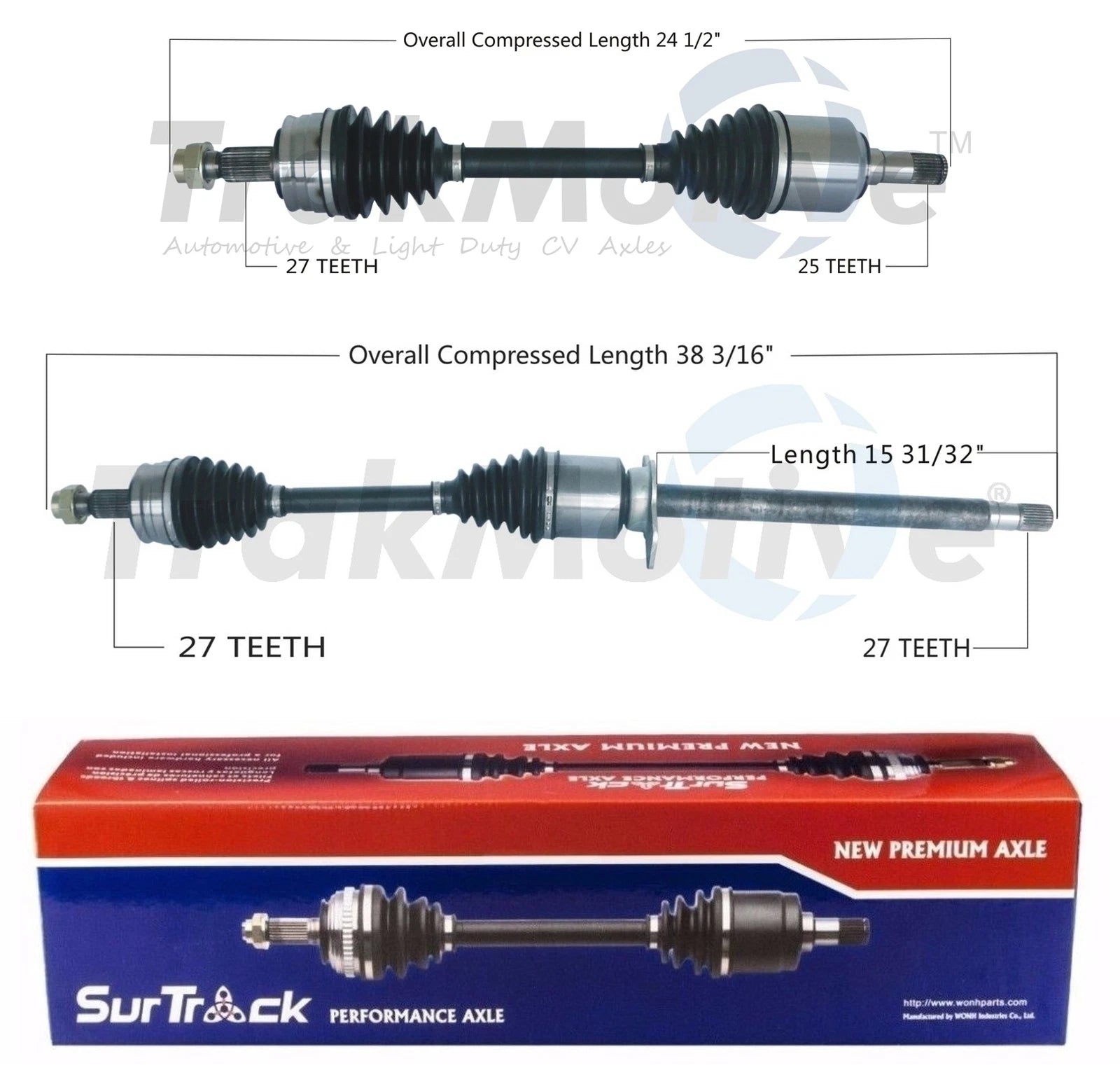 Set of 2 Front CV Axle Shafts for Dodge Dart (2013–2016)