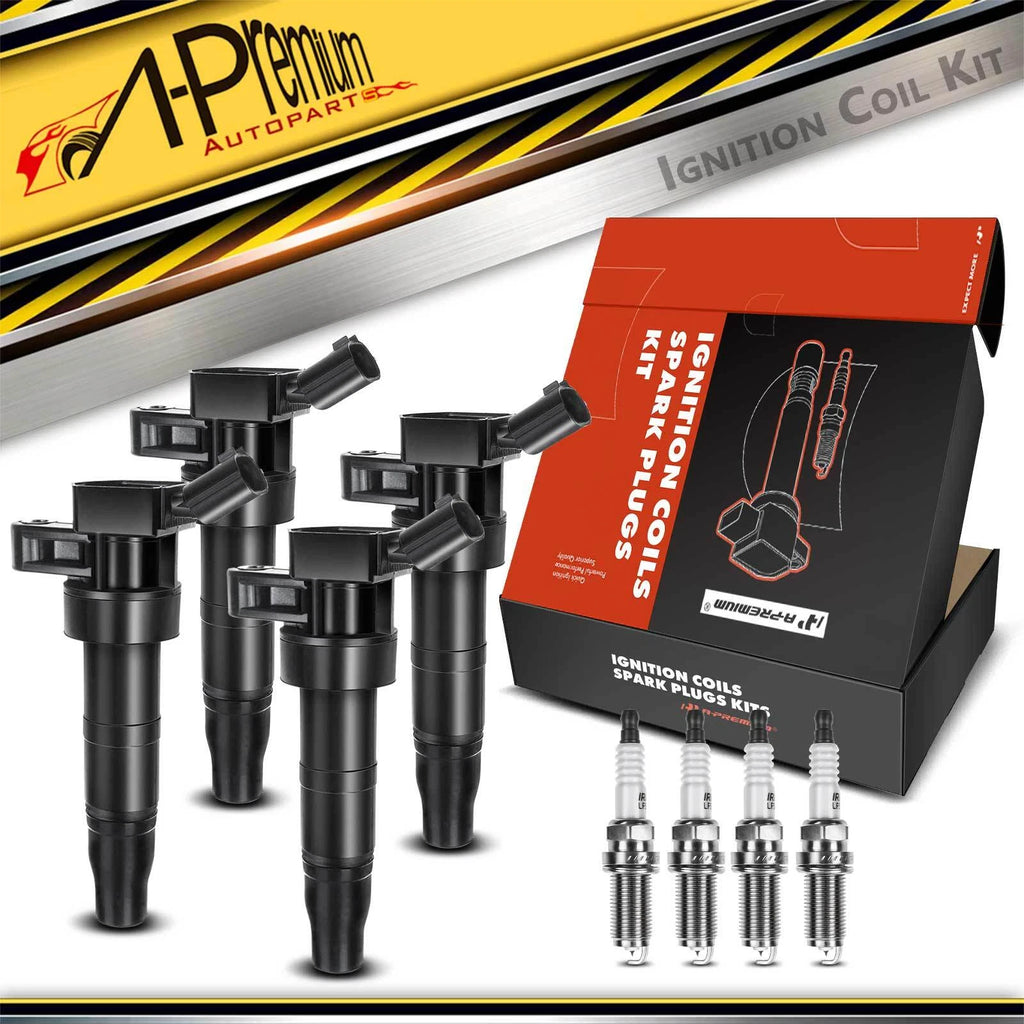Set of 4 Ignition Coils & Iridium Spark Plugs for Kia Optima (2009–2010)