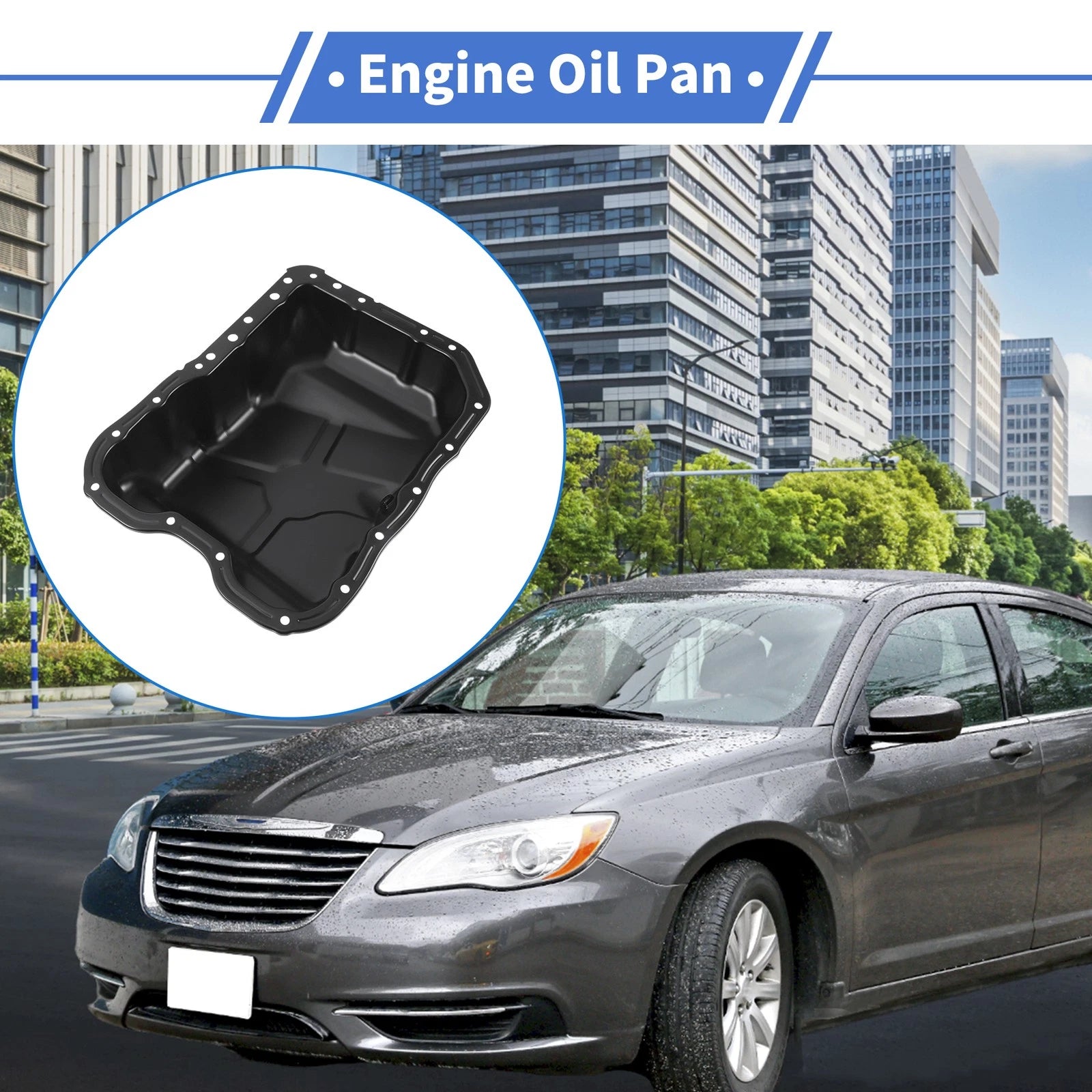 1 Pc Engine Oil Pan No.4884665AE for Chrysler 200 (2011–2014) Iron Black