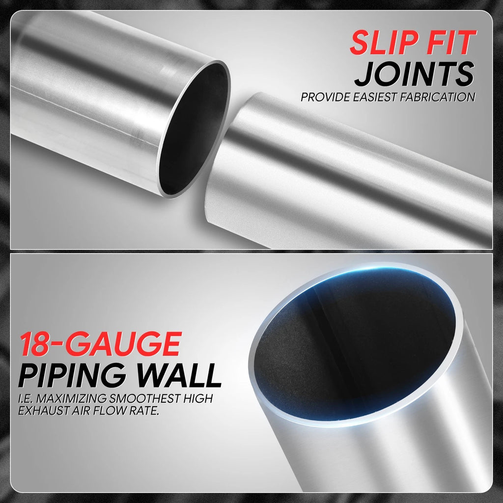 2.5" OD 18-Gauge Exhaust Pipe for Universal Applications (Slip-Fit)