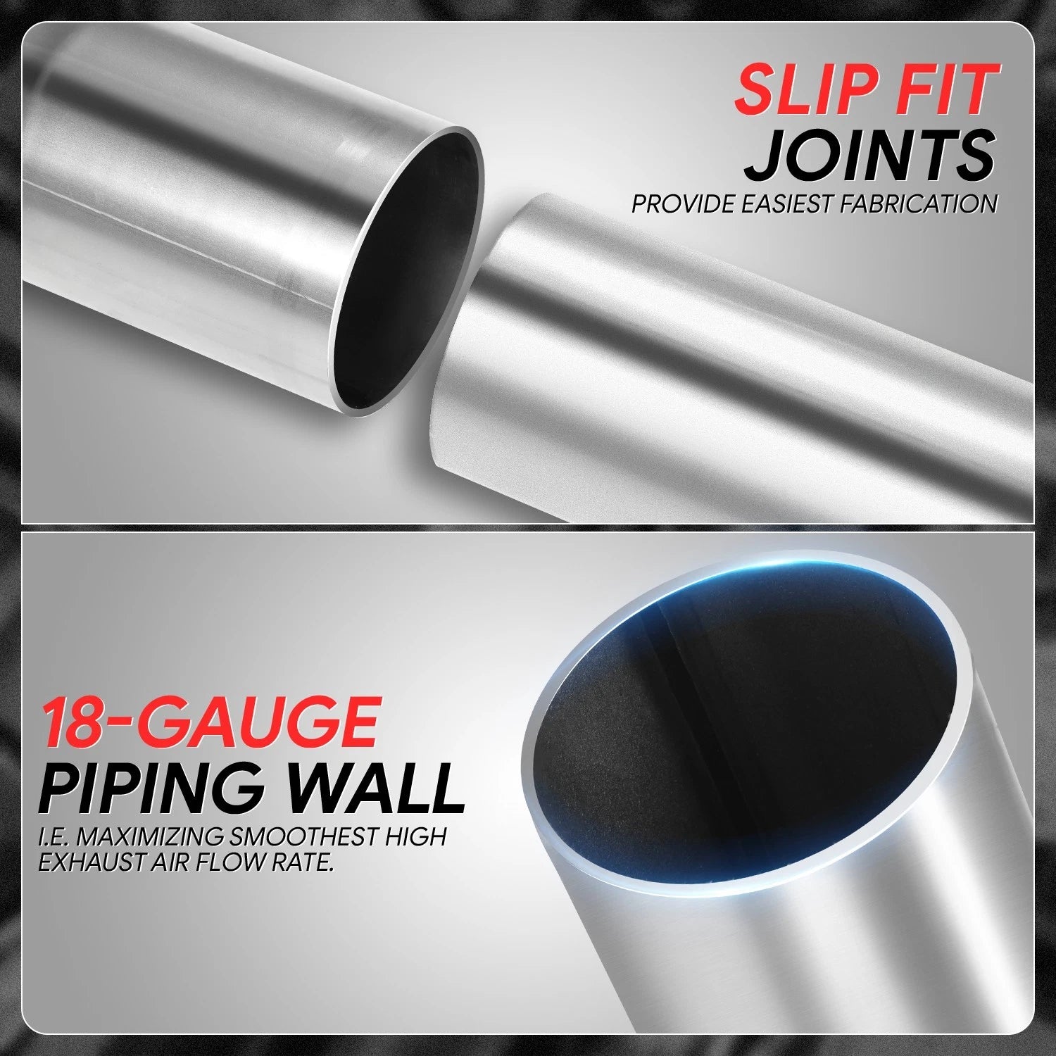2.5" OD 18-Gauge Exhaust Pipe for Universal Applications (Slip-Fit)