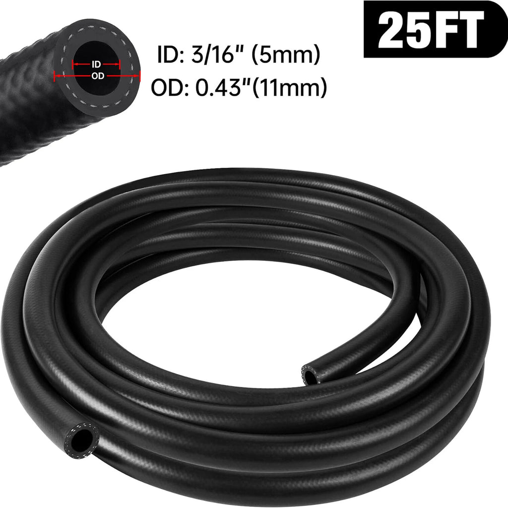 Fuel Line Hose for Universal Applications (25 Ft, 5/8 Inch, Rubber)