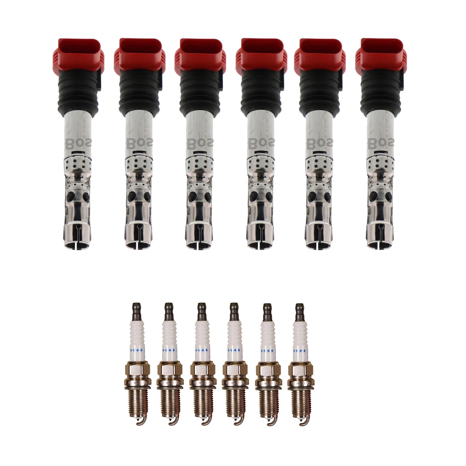 Set of 6 Ignition Coils & Spark Plugs for Audi A4 Quattro V6 (2002–2008)