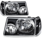 Set of 2 Headlight Assemblies for Ford Ranger (2001–2011) Black Housing