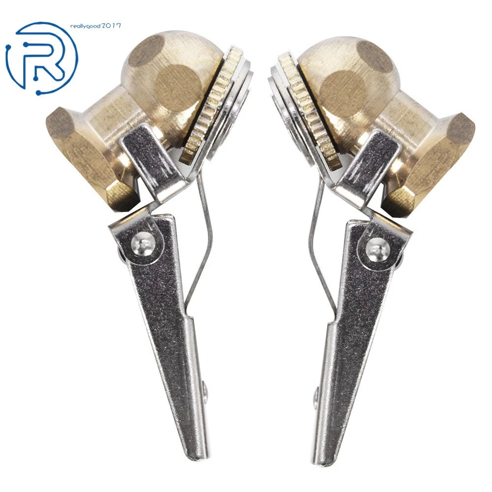 Pair Brass Lock On Tire Inflator Locking Air Chuck 1/4" NPT