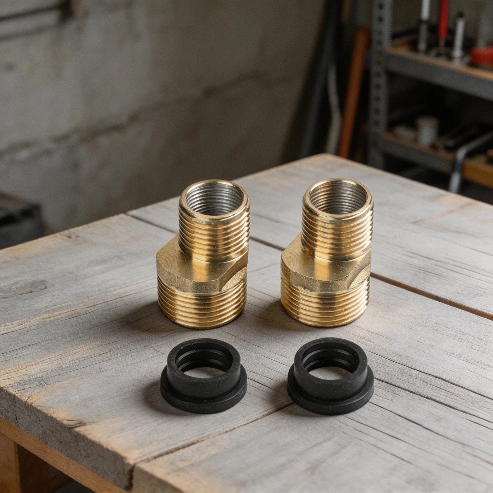 2X Brass Shower Faucet Curved Foot Connector G12 to G34 Adjustable 35mm
