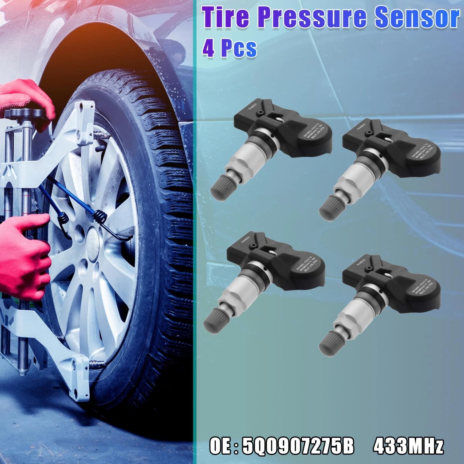 Set of 4 Tire Pressure Monitoring System Sensors 5Q0907275B for Volkswagen (2015–2021)