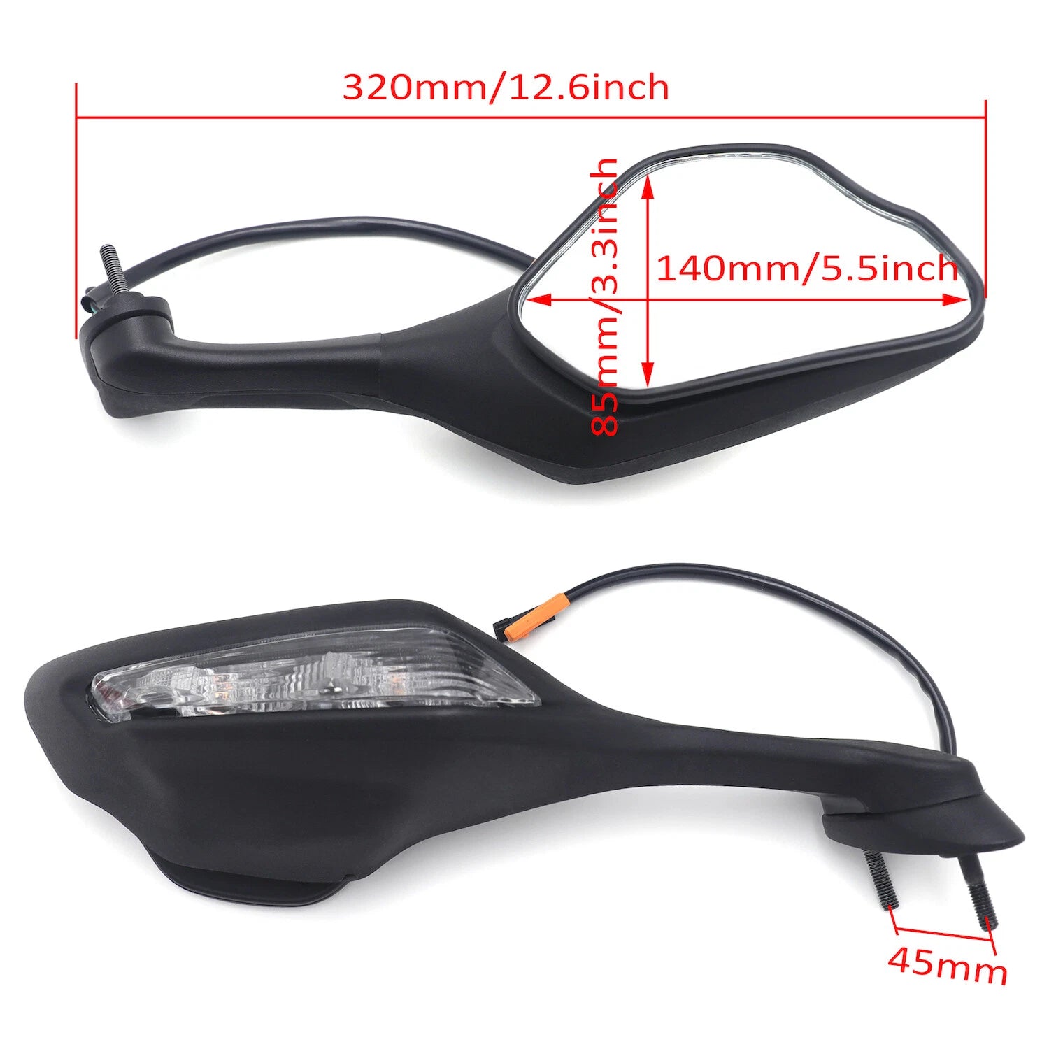 Black LED Turn Signal Mirrors for Honda CBR1000RR (2017–2022)