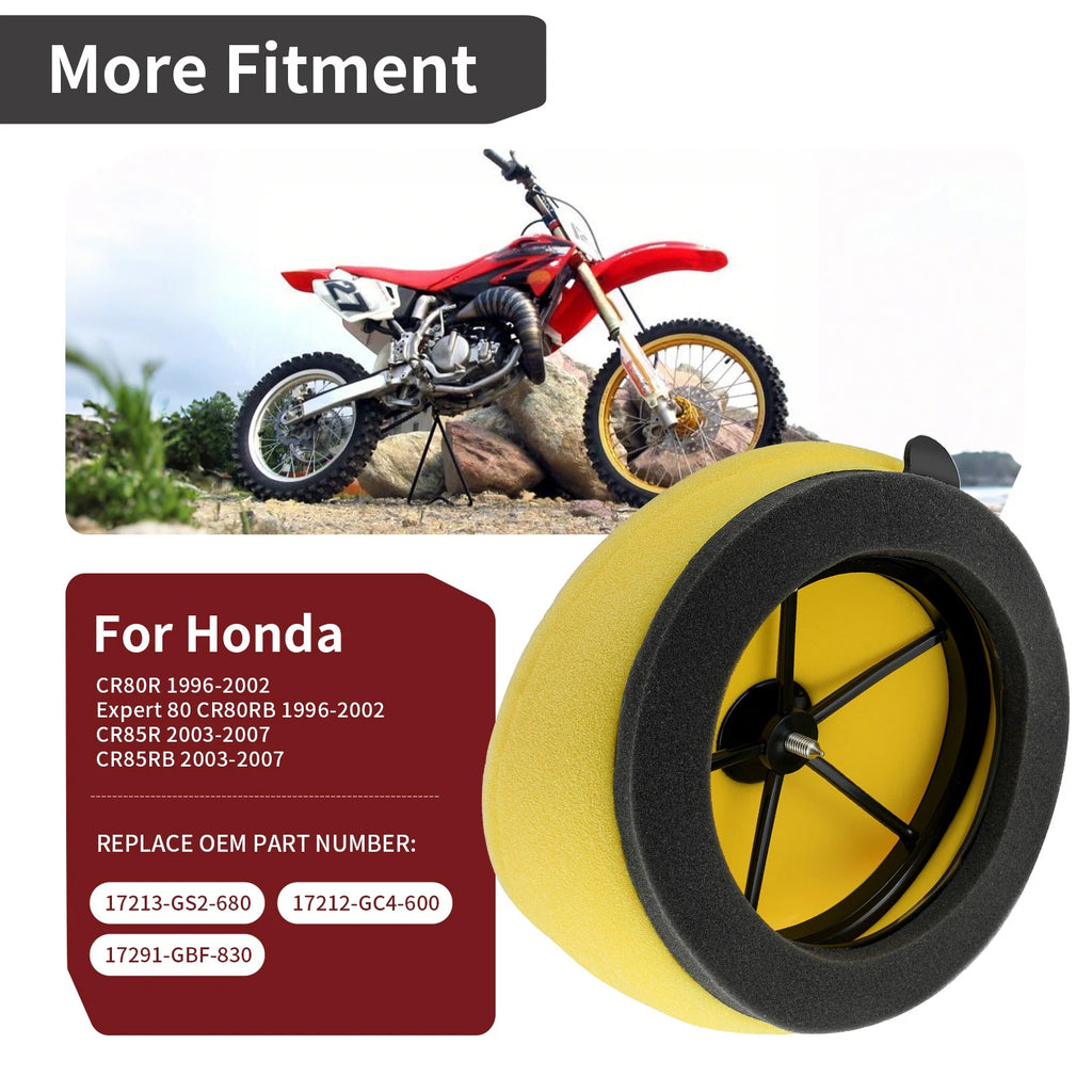 Air Filter + Guide Holder w/ Wingnut for Honda CR80R CR85R (1996–2007)