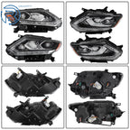 Set of 2 Chrome Housing LED Headlight Assemblies for Nissan Rogue (2014-2016)