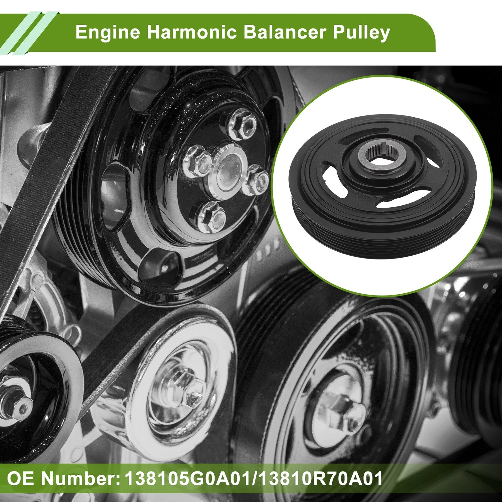 Engine Harmonic Balancer Crankshaft Pulley for Honda Pilot (2009–2020) No. 138105G0A01