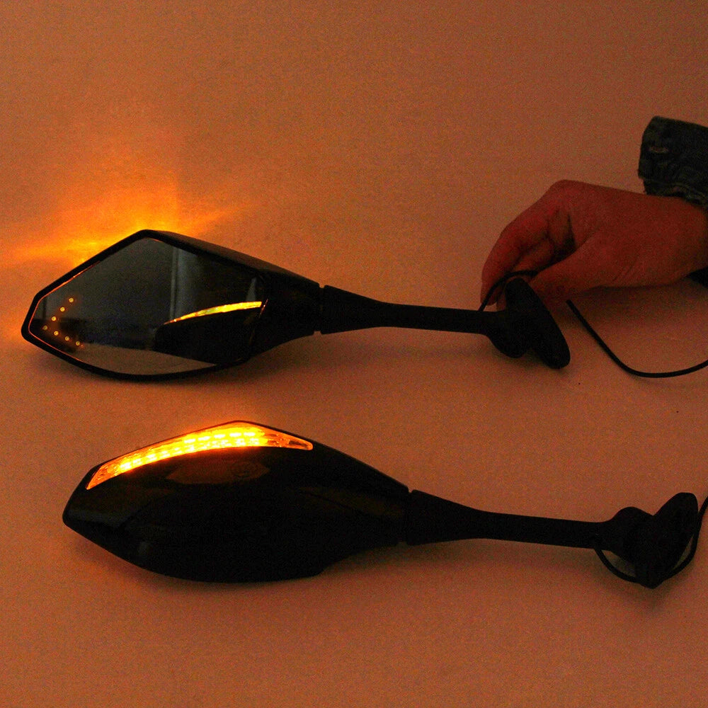 LED Integrated Turn Signal Mirrors for Suzuki GSXR600 750 1000, Honda CBR600 1000