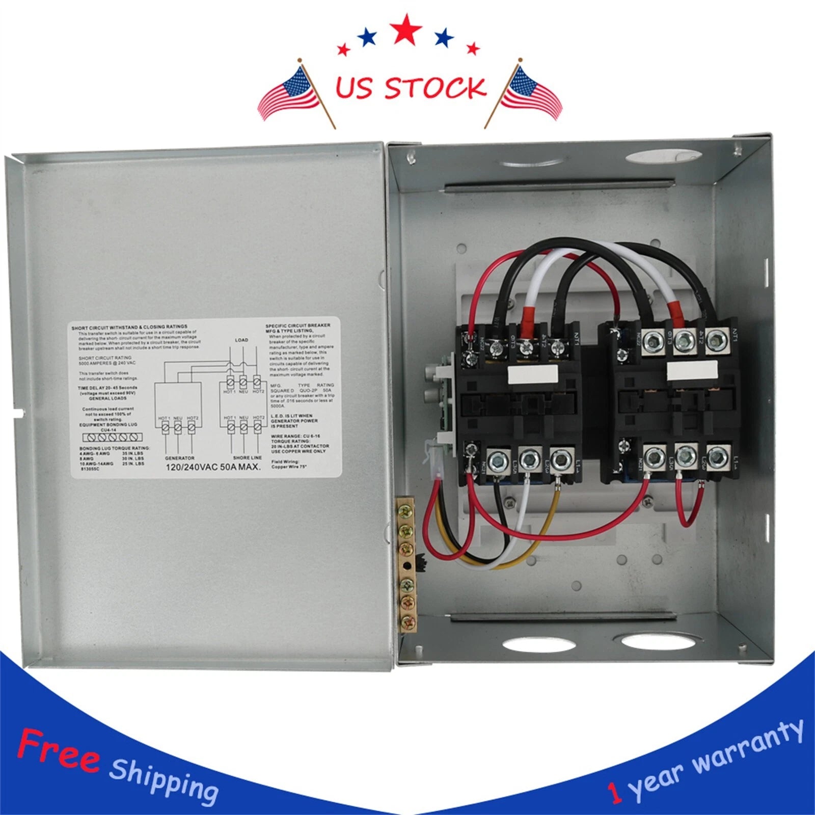 50 Amp Automatic Transfer Switch for RV Speedboats 