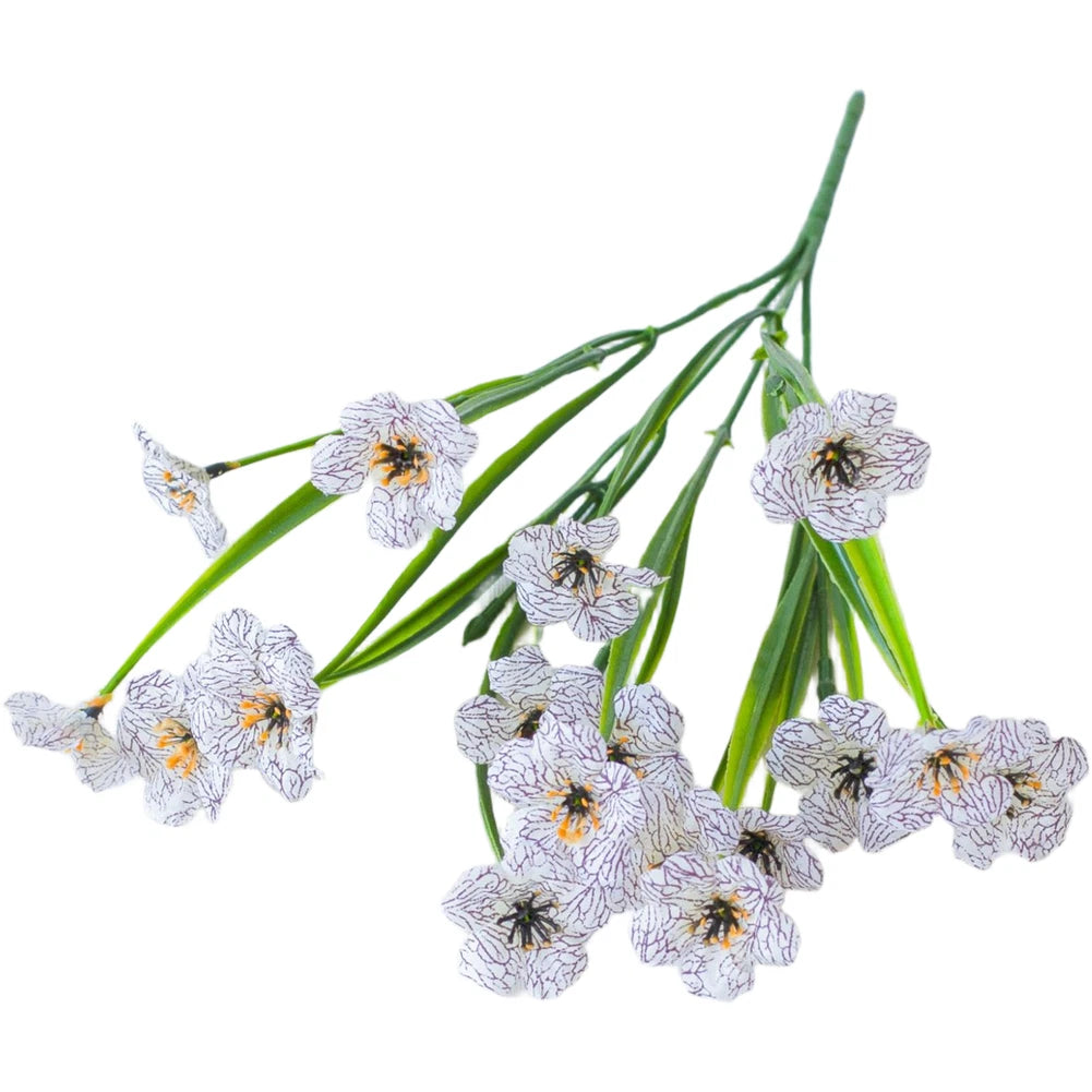 Set of 4 Violet Artificial Flowers 36cm Plastic Stems for Outdoor Decoration