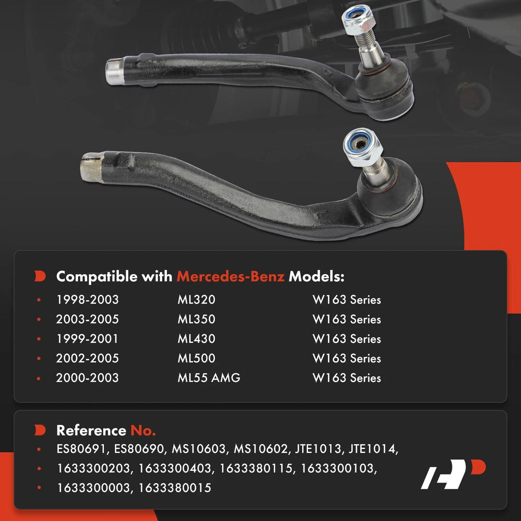 2X Front Outer Tie Rod End for Mercedes-Benz ML350 (2003–2005) ML55 AMG