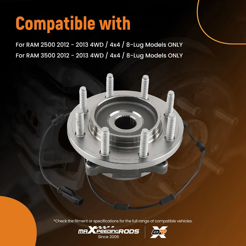 Front Wheel Hub Bearing and Hub Assembly for RAM 3500 (2012–2013) 4WD 8-Lug
