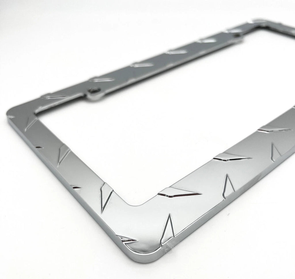 License Plate Frame Chrome Diamond Plate for Car Truck SUV (Universal)