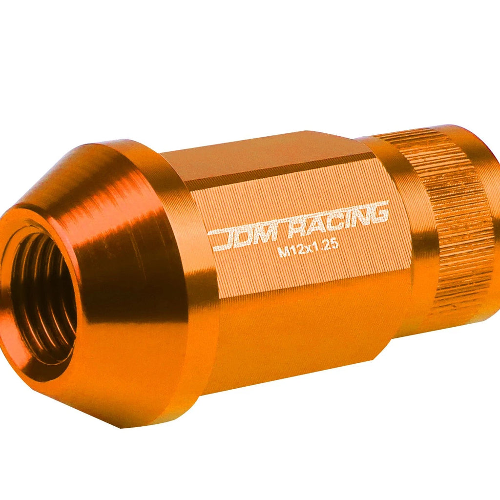 Set of 4 Open End M12x1.25 44mm Tall Orange Aluminum Lug Nuts for JDM Rims